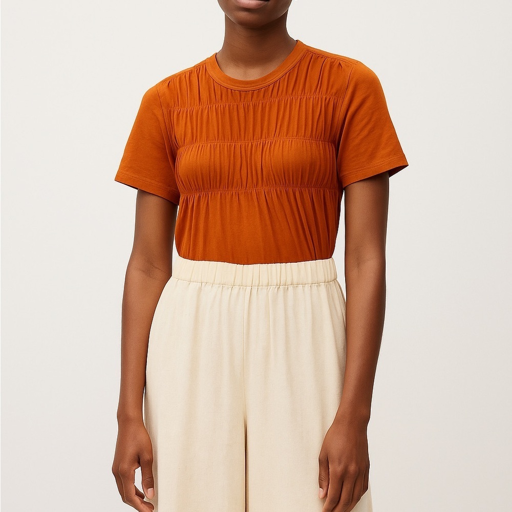 Everlane Smock Tee Cotton Crew Rust Terracotta Relaxed Fit Top Small